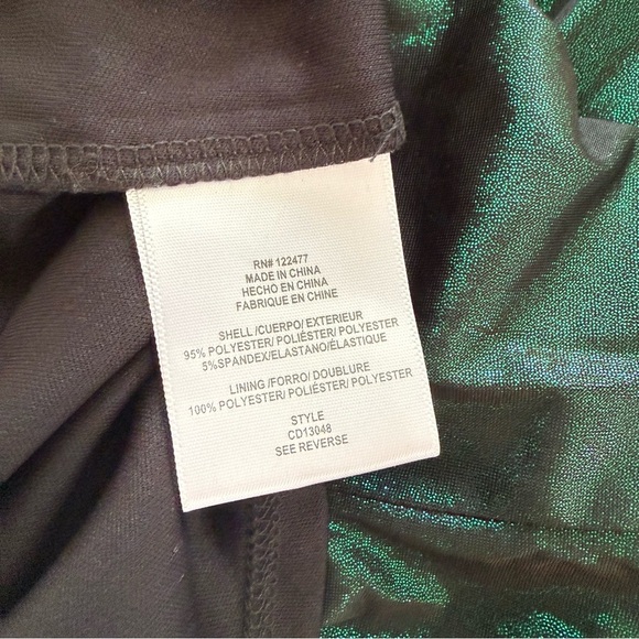 NSR Emerald Green Metallic Cutout Ruched Midi Dress Long Sleeve Party Holiday M - Picture 7 of 8